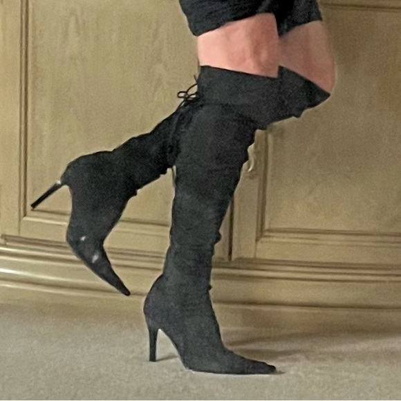 Black Spring/Summer Over The Knee Boots - Picture 2 of 14